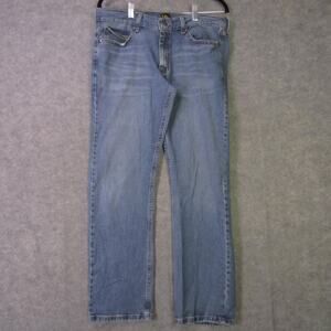 Lee Slim Fit Jeans Mens 33x30 Blue Medium Wash Denim Straight Leg Stretch Casual